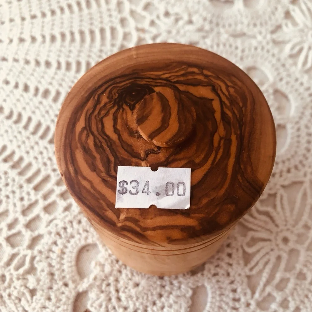 NATURAL OLIVE WOOD HONEY JAR